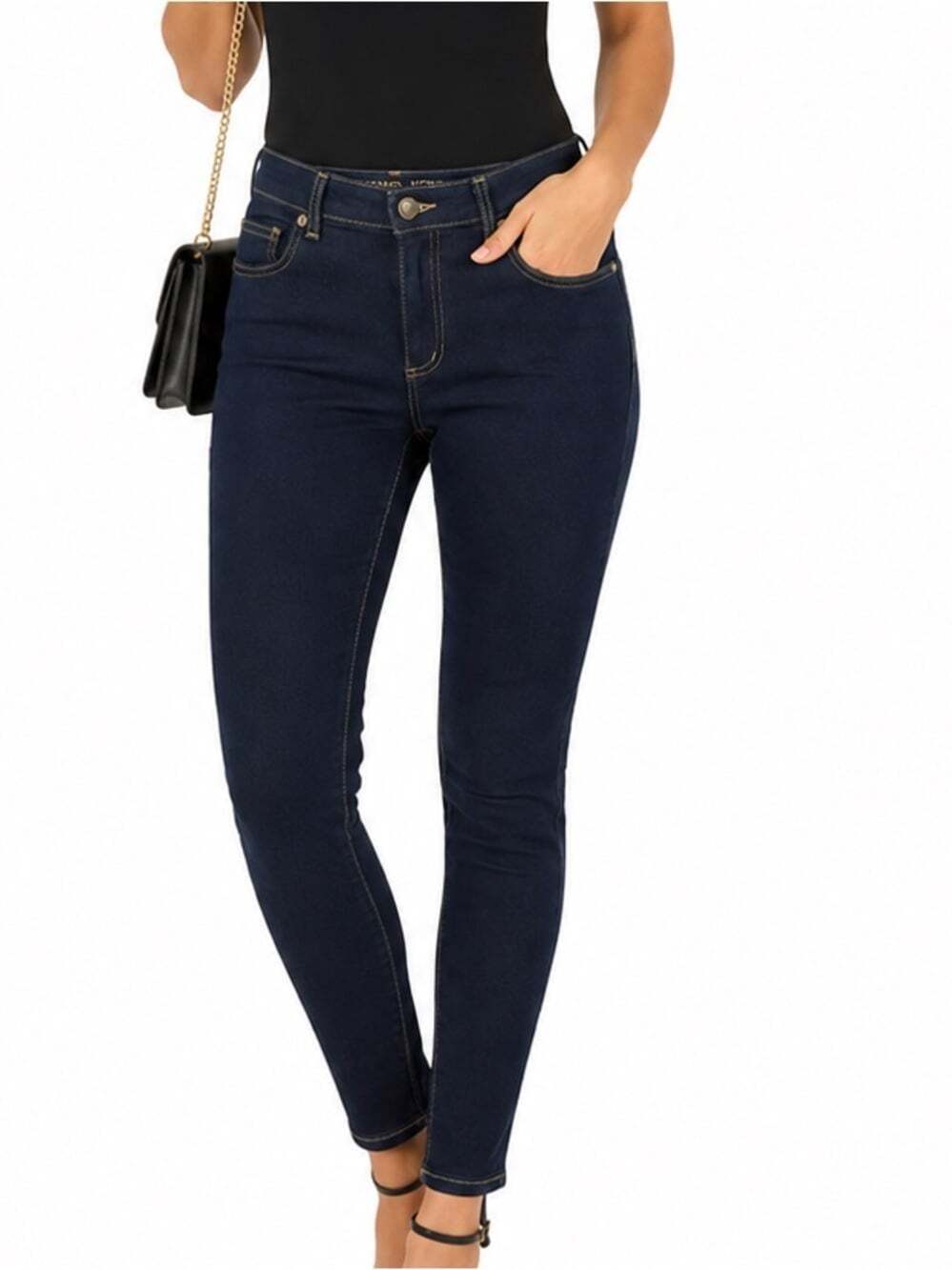 Michael Kors Women High Rise Skinny Jean Size 10 Blue 5 Pocket Zip Slimming